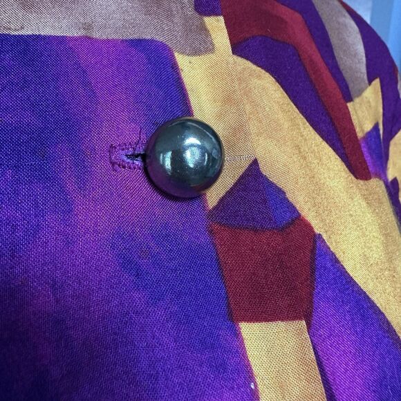 Vintage Susan Graver Abstract Rayon Blouse Geometric Print USA Made P-M - Picture 6 of 14